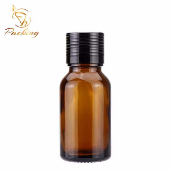 점적기가 있는 고광택 호박색 화장품 15ml 유리병